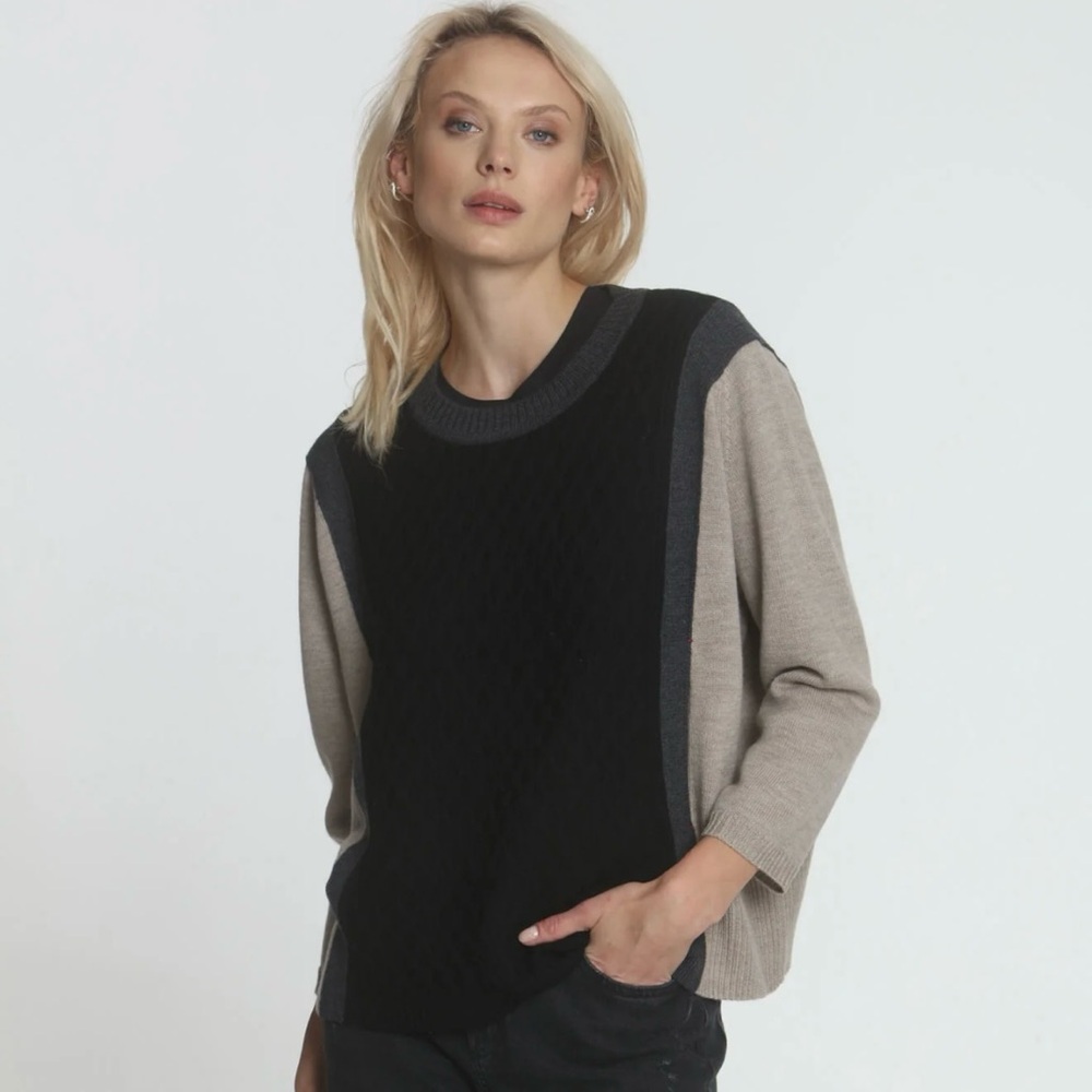Label + Thread 100% Merino Wool Naomi Kanga Pocket Boxy Sweater in Taupe Sz M/L